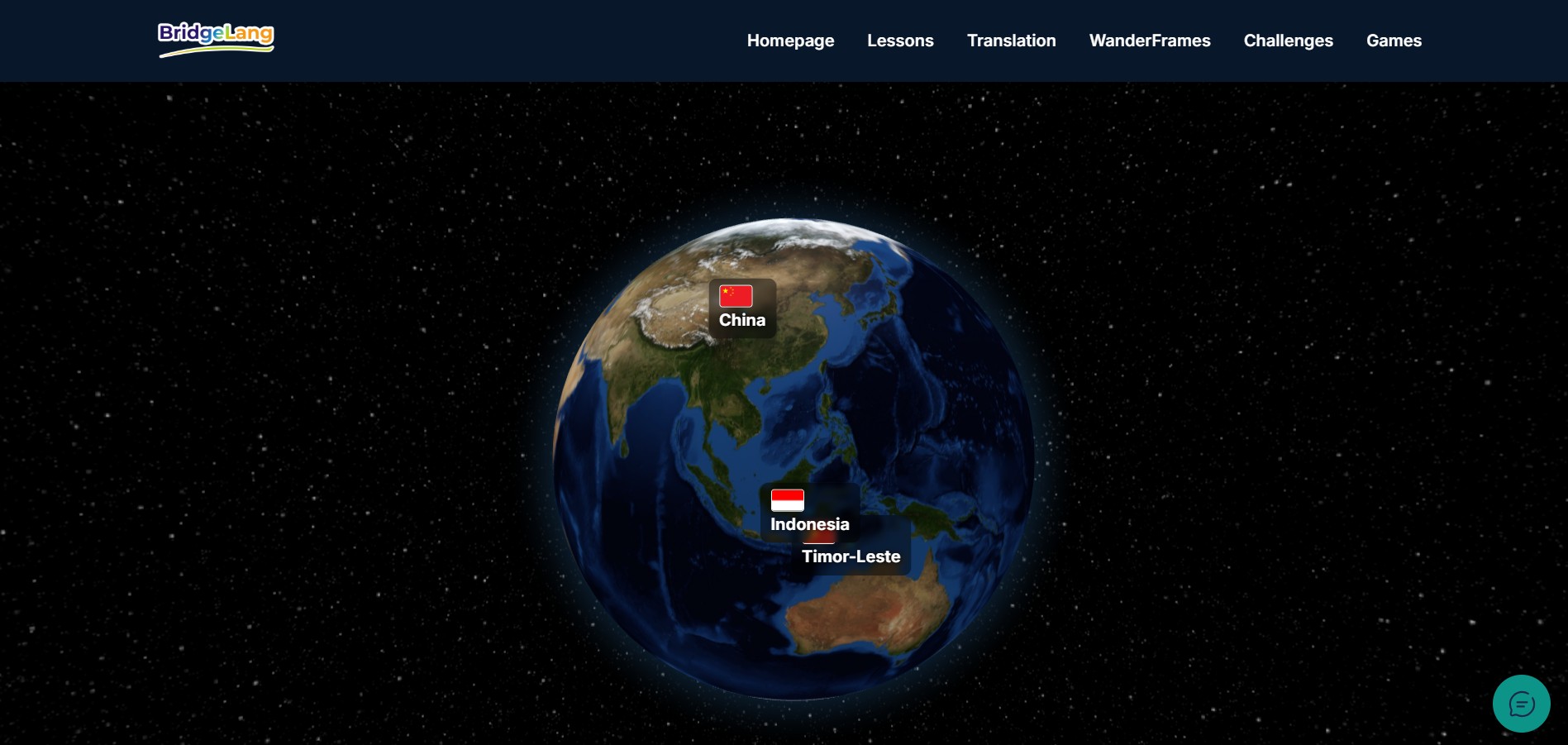Screenshot of the BridgeLang campus language-learning platform